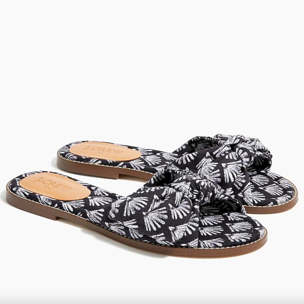 NWT J.Crew Factory Printed Knot Slide Sandals